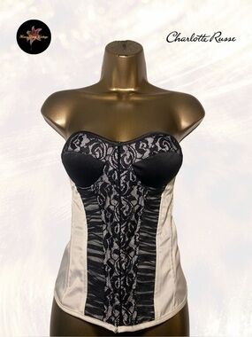 Charlotte Russe Lace Satin Corset Bustier Top
